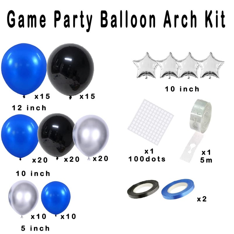 LUDEOU Black Blue Silver Balloon Garland Arch Kit - Royal Blue Black Balloons Silver Balloons for Boss Boy Baby Birthday Video Gamer Birthday Retirement Graduation Class of 2025 Prom Party Decorations - Image 5